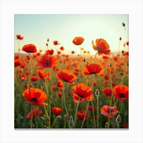 A Vibrant Field Of Vibrant Poppies Dancing In The Wind 1 Canvas Print