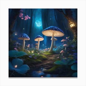 Mushrooms In The Forest Canvas Print