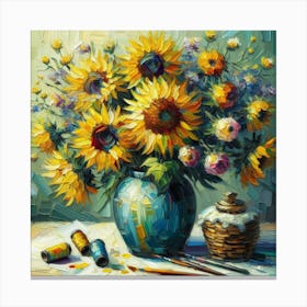 Sunflowers In A Vase 2 Canvas Print