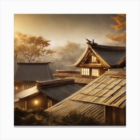 Firefly Rustic Rooftop Japanese Vintage Village Landscape 39076 (2) Canvas Print