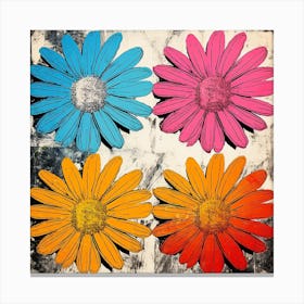Andy Warhol Style Pop Art Flowers Daisy 2 Square Canvas Print