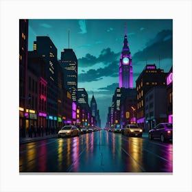 Electric Nights A City’s Dynamic Glow Canvas Print