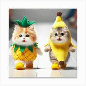 Cat And Banana Canvas Print