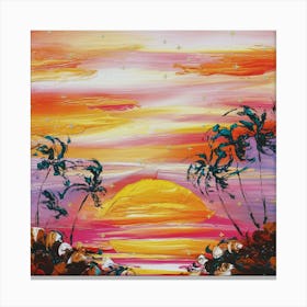 Sunset With Palm Trees 1 Canvas Print