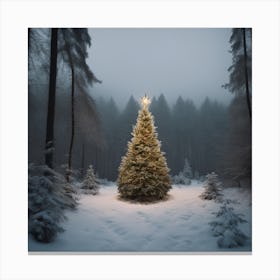 Christmas Tree In The Forest 15 Canvas Print