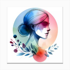 Watercolor Portrait Of A Woman 6 Canvas Print