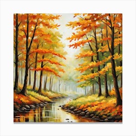 Forest In Autumn In Minimalist Style Square Composition 53 Canvas Print