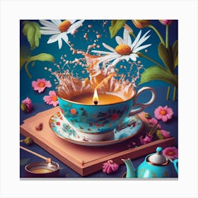 Teacups And Flowers Canvas Print