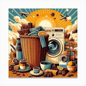 Laundry day and laundry basket 4 Canvas Print