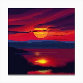 Sunset Over The Lake 20 Canvas Print