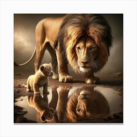 Lion And The Cub Canvas Print