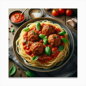 Spaghetti With Meatballs Canvas Print