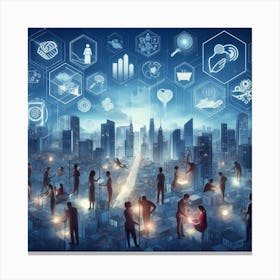 People In The City Canvas Print