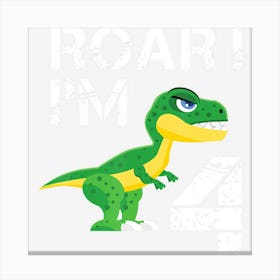 Roar Im 4 4 Year Old Birthday Dinosaur Gifs Canvas Print