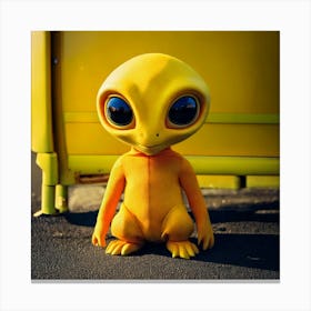 Firefly Cute, Friendly, Alien, Yellow, Cat Eyes, Bus Stop, Whimsical, Vibrant, Extraterrestrial, Cha (9) Canvas Print