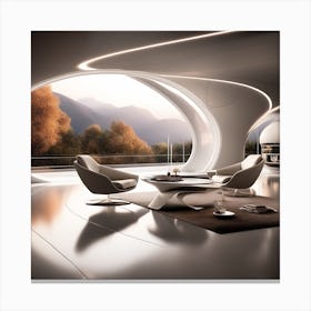 Futuristic Living Room 12 Canvas Print