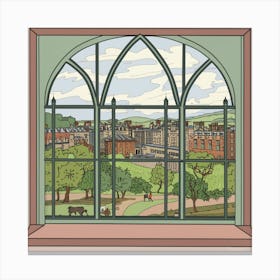 Window View Of Edinburgh Scotland In The Style Of William Morris Canvas Print