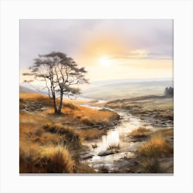 Slowly Setting Sun Over The Moors Canvas Print