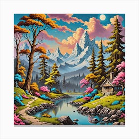 Cabin In The Mountains Canvas Print