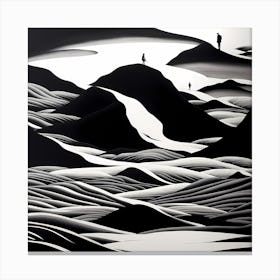 'Landscape', black and white monochromatic art Canvas Print