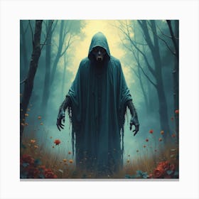 Horror Figure In A Colorful Watercolor Setting, Eerie And Dark 1 Canvas Print