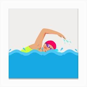 Swimmer In The Water Canvas Print
