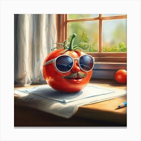 Tomato With Sunglasses 6 Canvas Print