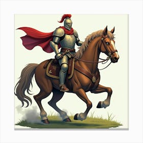 A Valiant Hero In Mystical Armor Riding A Powerful, Enchanted Steed 1 Canvas Print