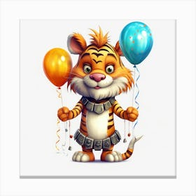 Tiger With Balloons Canvas Print
