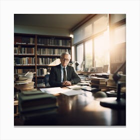 Portrait Of A Man In A Library Canvas Print