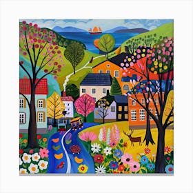 Kids Travel Illustration Oslo 4 Canvas Print