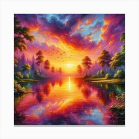 Sunset Over The Lake 1 Canvas Print