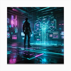 Cyber Interface With Intricate Neural Connections Symbolizing Ai And Human Cognitive Interaction Ne (2) Canvas Print