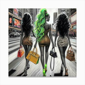 Three Women In New York City Canvas Print