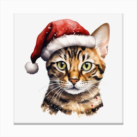 Bengal Cat In Santa Hat 5 Canvas Print