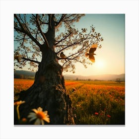 Lone Tree In A Field Canvas Print