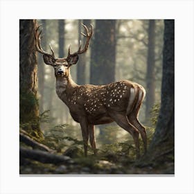 Deer In The Forest 114 Canvas Print