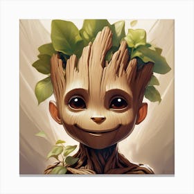 Head portrait of cute little Groot Canvas Print