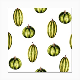 Seamless Pattern Of Green Gourds Canvas Print