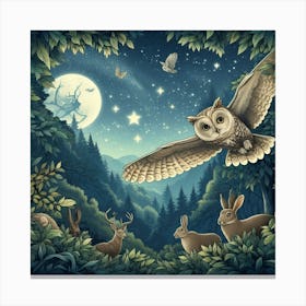 Owl In The Forest 8 Canvas Print