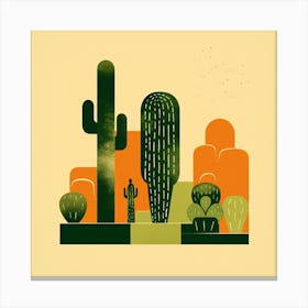 Rizwanakhan Simple Abstract Cactus Non Uniform Shapes Petrol 62 Canvas Print