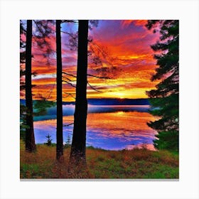 Sunset Over Lake 16 Canvas Print