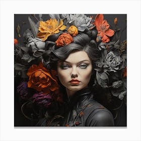 Woman With Flowers In Her Hair art Art Print Canvas Print
