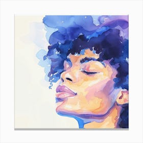 Watercolor Of A Woman With Blue Hair Canvas Print