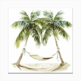 Palm Trees And Hammock Canvas Print