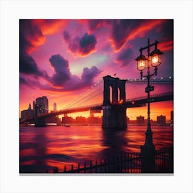 Sunset Over Brooklyn Bridge Canvas Print