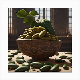 Bowl Of Green Beans Canvas Print