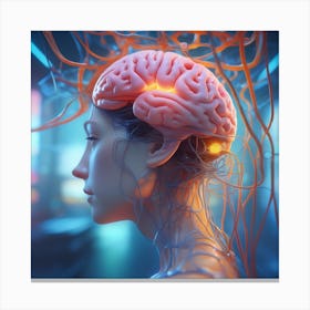 Woman With Brain Canvas Print