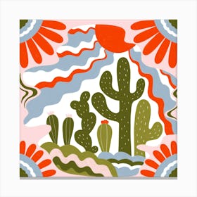 Psychedelic Desert Cactus Canvas Print