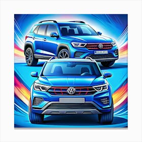 Blue Volkswagen Suv Canvas Print